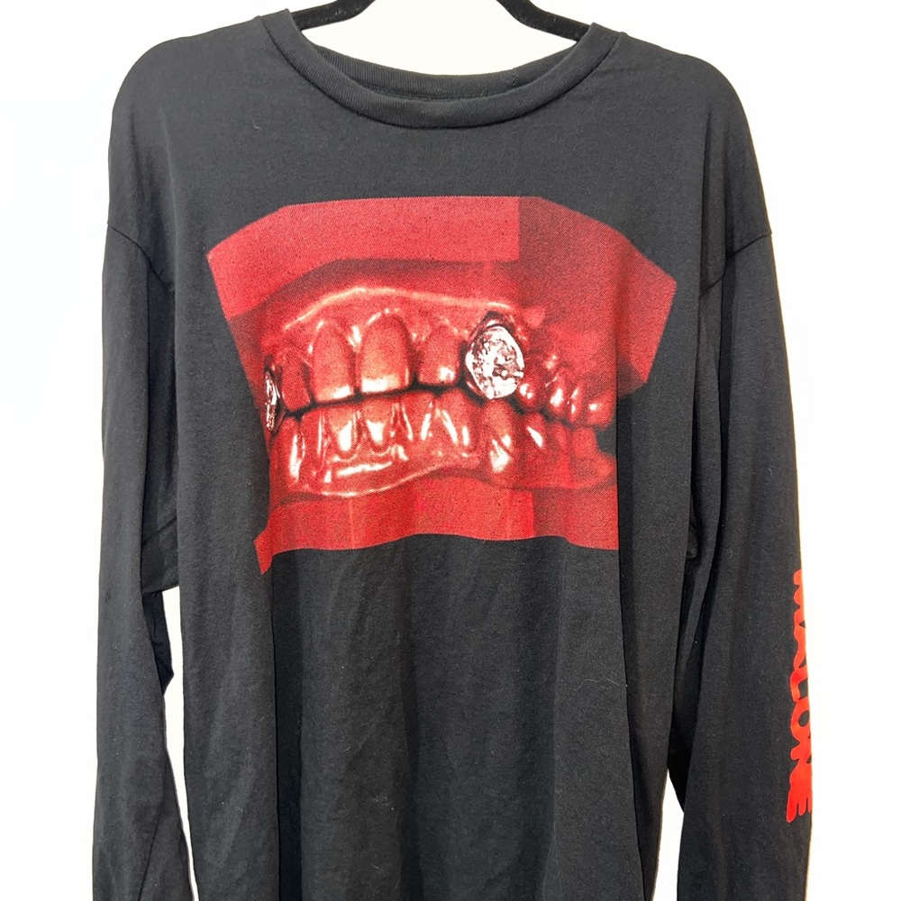 Post Malone Merchandise Black Long Sleeve with Red Graphic